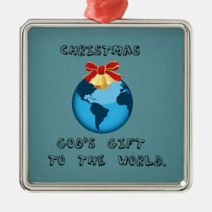 Ornement En Métal Noël ; le cadeau de Dieu au monde.