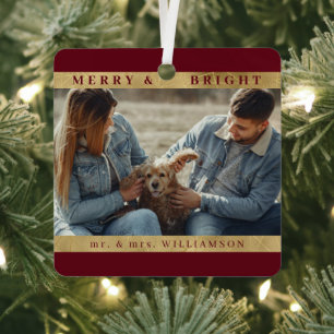 Ornement En Métal Noël moderne et élégant Mr et mme Couple Photo