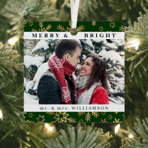Ornement En Métal Noël moderne et élégant Mr et mme Couple Photo