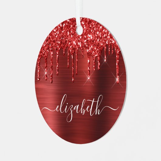 Ornement En Métal Noël Monogramme Parties scintillant rouge (Avant gauche)