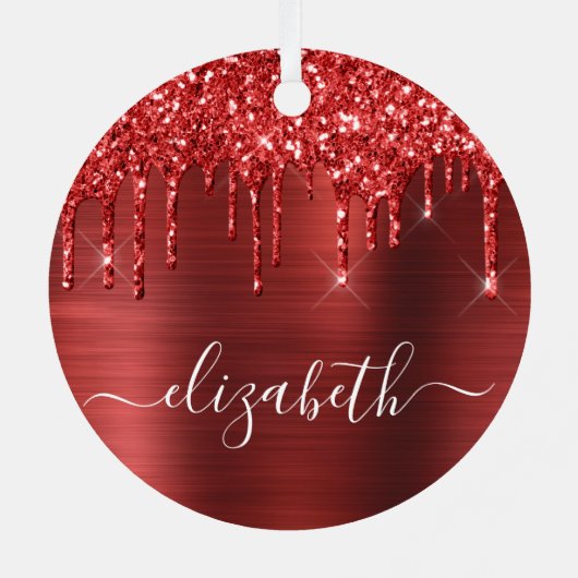 Ornement En Métal Noël Monogramme Parties scintillant rouge (Verso)