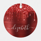 Ornement En Métal Noël Monogramme Parties scintillant rouge (Recto)