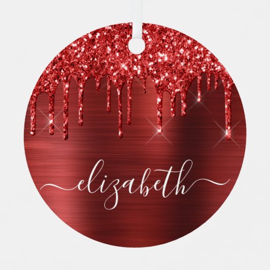 Ornement En Métal Noël Monogramme Parties scintillant rouge (Recto)