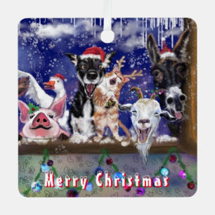 Ornement En Métal Noël Ornament Joyeux Fête Animale Ferme Amusant