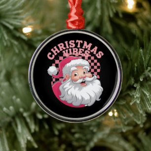 Ornement En Métal Noël Père Noël Rose Rétro Vintage