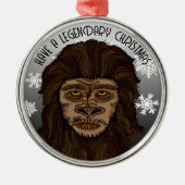 Ornement En Métal Noël Sasquatch Bigfoot et Snowflakes (Devant)