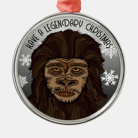 Ornement En Métal Noël Sasquatch Bigfoot et Snowflakes (Devant)