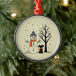 Ornement En Métal Noël Snowman Xmas Chien hiver<br><div class="desc">Noël Snowman Xmas Chien hiver</div>