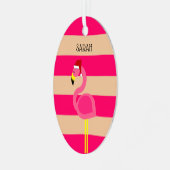 Ornement En Métal Noël tropical Flamant rose Pink Strip (Avant gauche)