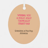 Ornement En Métal Noël tropical Flamant rose Pink Strip (Verso)