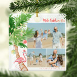 Ornement En Métal Noël tropical hawaïen Mele Kalikimaka<br><div class="desc">'C'est la saison pour répandre l'aloha ! Célébrez un Noël tropical avec ces ornements uniques de collage photo d'arbres de Noël. Dotés d'un palmier d'aquarelle moderne,  de billes de Noël,  de lumières et d'un flamant festif,  ces ornements apportent une touche tropicale à tout rassemblement de vacances. Mele Kalikimaka !</div>