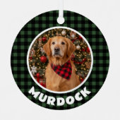 Ornement En Métal Noël vert et noir Plaid Animaux de compagnie perso (Recto)