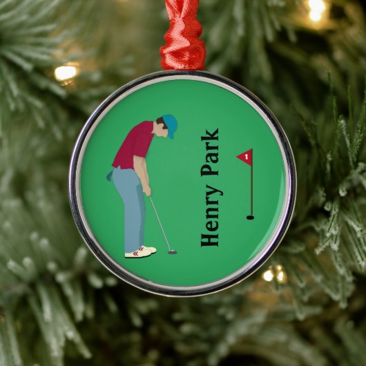 Ornement En Métal Noël vif de Golfeur Vert (Arbre)