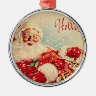 Ornement En Métal Noël vintage, le père noël gai