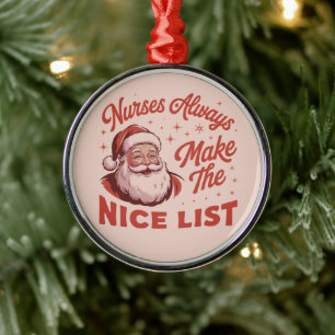 Ornement En Métal Noël Vintage Santa Infirmières Font la Bonne Liste