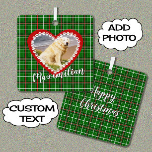 Ornement En Métal Noël votre photo de familier rouge vert