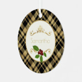 Ornement En Métal Noir Et Or Plat Avec Nom Noël (Avant gauche)