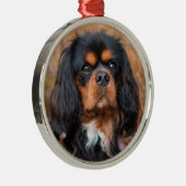 Ornement En Métal Noir et Tan Cavalier King Charles Spaniel Chien (Droite)