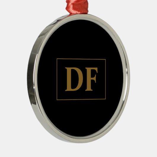Ornement En Métal Noir personnalisé avec initiales en or (Droite)