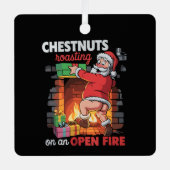 Ornement En Métal Noix de poitrine Griller Drôle Naughty Père Noël D (Recto)