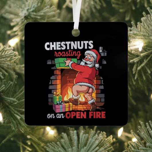 Ornement En Métal Noix de poitrine Griller Drôle Naughty Père Noël D (Insitu)