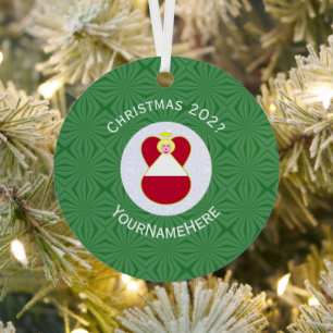 Ornement En Métal Nom de l'ange de Noël du drapeau autrichien Année