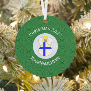 Ornement En Métal Nom de l'ange de Noël du drapeau finlandais Année