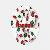 Ornement En Métal nom de l'athlète sur rouge vert balle de football (Avant gauche)