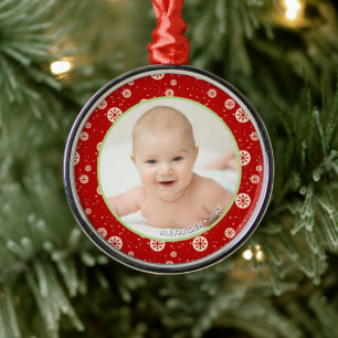 Ornement En Métal Nom de photo de Noël Souvenir