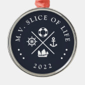 Ornement En Métal Nom du bateau Marine et Blanc (Devant)