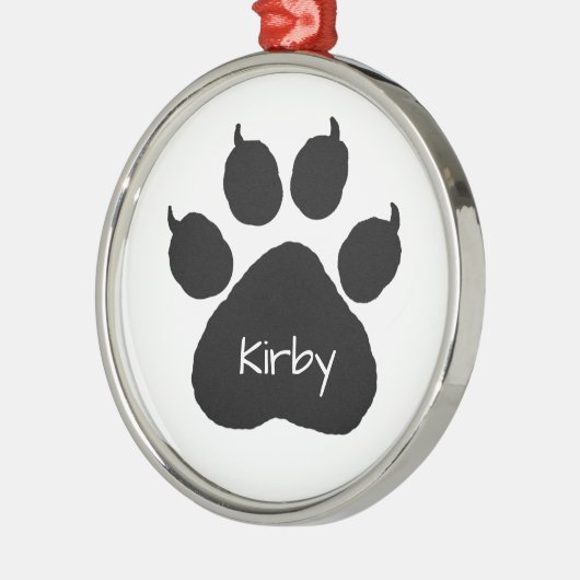 Ornement En Métal Nom du chien Empreinte de patte personnalisé Noël (Gauche)