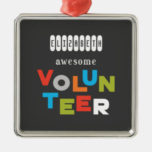 Ornement En Métal Nom Personnalisé, Awesome Bénévole Appréciation