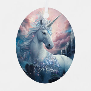 Ornement En Métal Nom personnalisé belle licorne