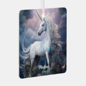 Ornement En Métal Nom personnalisé belle licorne (Avant droite)