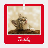 Ornement En Métal Nom photo de l'animal de Noël (Recto)