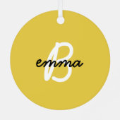 Ornement En Métal Nom tendance | Mustard Jaune Moderne (Verso)