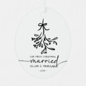 Ornement En Métal Noms personnalisés des mariés de Noël (Recto)