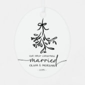 Ornement En Métal Noms personnalisés des mariés de Noël (Verso)