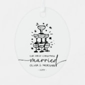 Ornement En Métal Noms personnalisés des mariés de Noël (Recto)