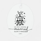 Ornement En Métal Noms personnalisés des mariés de Noël (Verso)