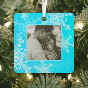 Ornement En Métal Nos premiers Snowflakes Bleus de Noël Minimaliste