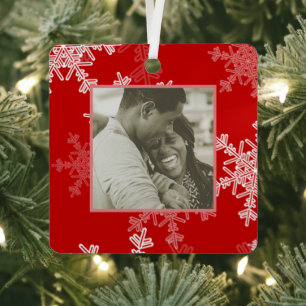 Ornement En Métal Nos premiers Snowflakes rouges de Noël Minimaliste