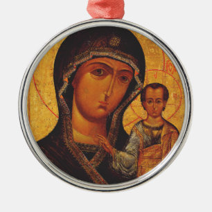 Ornement En Métal Notre-Dame de Kazan Icône Orthodoxe