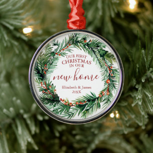 Ornement En Métal Notre Premier Noël Dans Notre Nouveau Couronne De