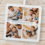 Ornement En Métal Notre Premier Noël Dans Notre Nouvelle Maison Mode<br><div class="desc">Design est composé de typographie chic moderne avec sans serif et serif police. Ajoutez des photos personnalisées de la famille,  de la nouvelle maison et de l'année.</div>