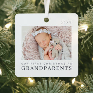 Ornement En Métal Notre premier Noël en grands-parents Moderne Chic