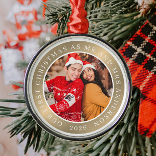 Ornement En Métal Notre premier Noël en tant que M. et Mme Couple Ph