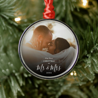 Ornement En Métal Notre premier Noël en tant que M. et Mme Photo élé