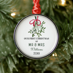 Ornement En Métal Notre premier Noël en tant que M. & MRS Mistletoe