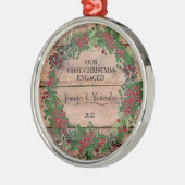 Ornement En Métal Notre premier Noël engagé des baies de bois rustiq (Gauche)